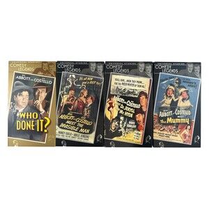 ABBOTT AND COSTELLO Lot of 4 VHS Tapes Comedy Legends 5.5 Hours TESTED